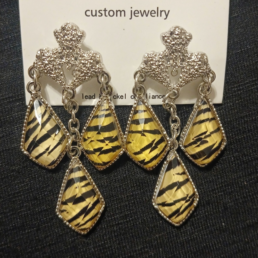 Custom Jewelry Silver and Yellow Earrings